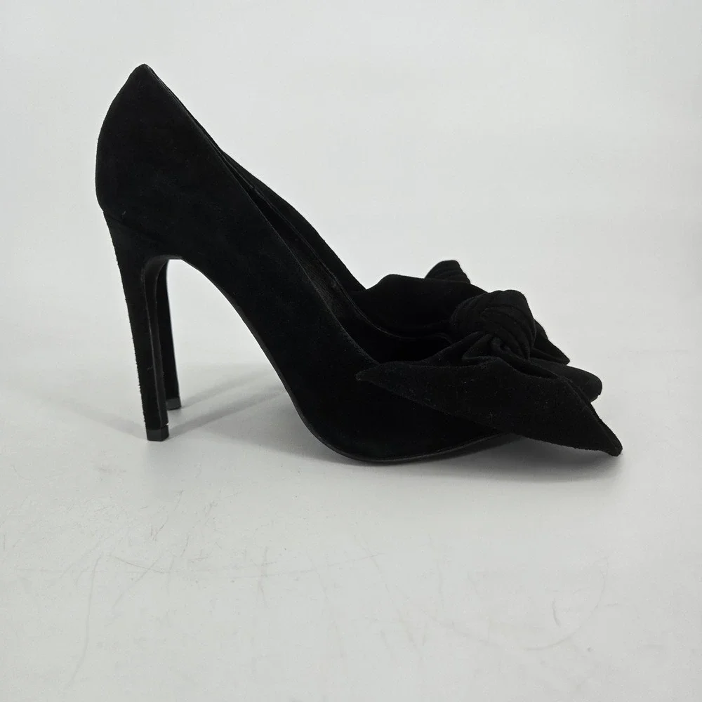 Jeffrey Campbell Grandame Pumps Black Velvet Big Bow Heels Women 8.5 Stiletto EU